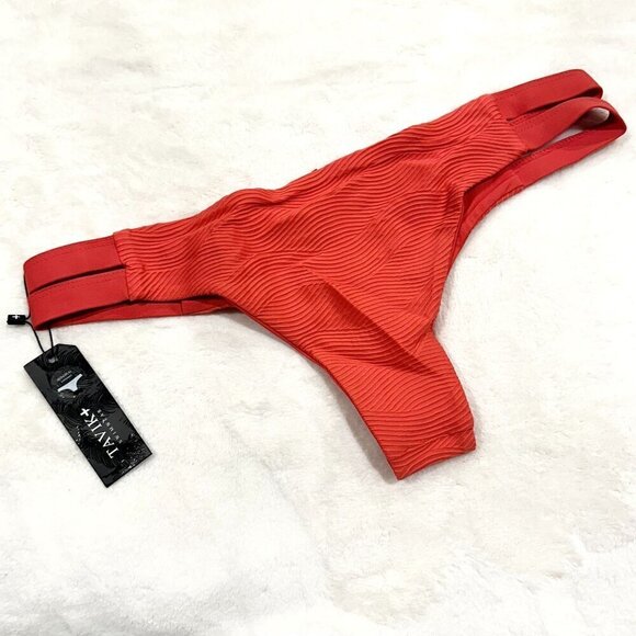 NWT Tavik Chloe Mini Cutout Swim Bottom Textured Amalfi in Hibiscus - L - Picture 5 of 9